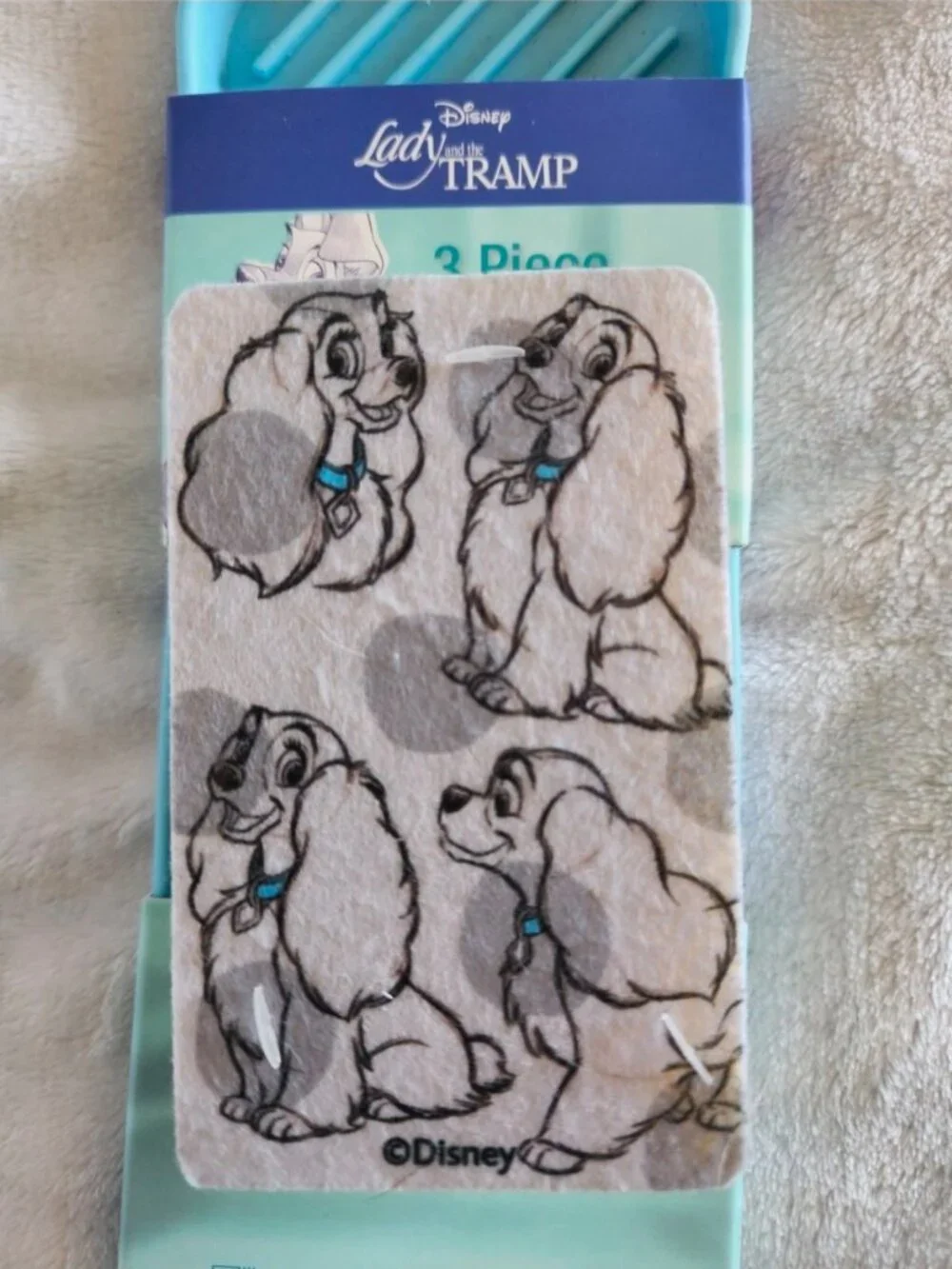 Disney Lady and the Tramp 3 Piece Sink Set Strainer Sponge New NWT Blue